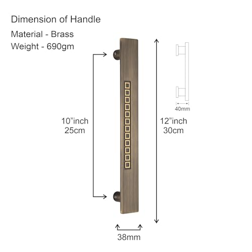 Image of COMPASS Main Door Handles for Home 12 inch, Brass Door Handle for Main Door, Heavy Duty Pull Handle for Wooden, Glass & Metal Doors