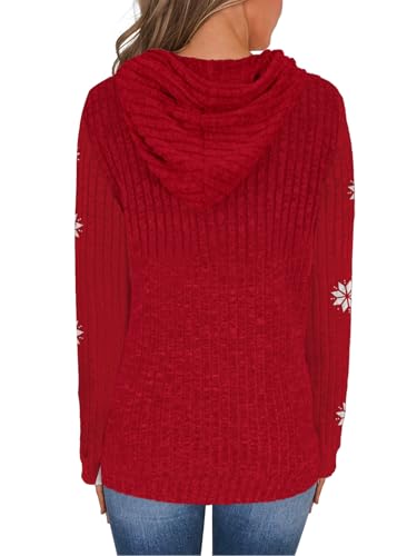 MixShe Women’s Color Block Knit Hoodie – Casual Long Sleeve Pullover Sweater Tops with Pocket