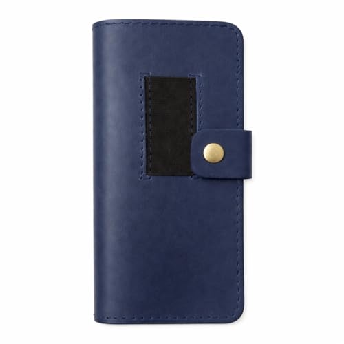 Image of Distressed Leather Checkbook Cover with Pen Holder - Handmade Full-Grain Bifold Wallet for Men & Women - Slim Checkbook Organizer for Personal & Business Use (Blue)