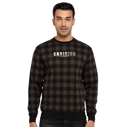 Image of Mens Checkered Round Neck Sweatshirt