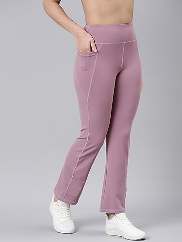 Image of Enamor High Rise Full Length Pull on Boot Cut Active Pant for Women - Relaxed Fit, Quick Dry, Antimicrobial - A402