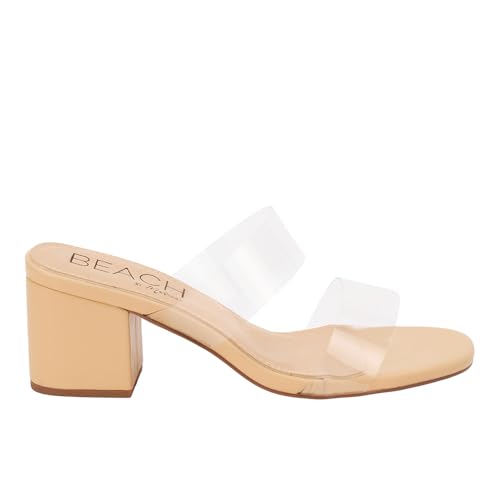 BEACH by Matisse Womens Aura Block Casual Sandals Casual Mid Heel 2-3 - Beige Clear - Size 9 M