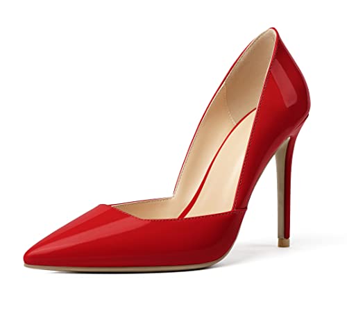 SAMMITOP Women's D'Orsay Slip On High Heels Elegant Pointy Toe Stilettos Pumps 4Inches Office Ladies Shoes2
