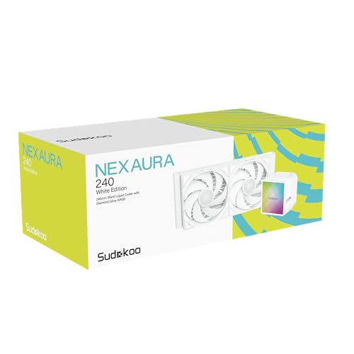 Image of NEXAURA 240 WH Liquid Cooler, 240mm, PWM Pump, 2500-3600RPM, Diamond Glow ARGB Pump Head, Fluid Dynamic Bearing Fans, White