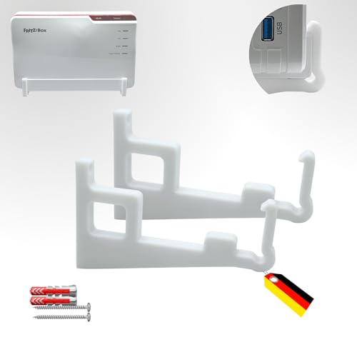 MECHONIX Support mural pour Fritz!Box 5690 Pro - Support avec système de clic pour routeur AVM Fritz Box Fiber & DSL - Matériel de montage inclus (fabriqué en Allemagne)