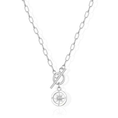 Image of Gold Silver Necklace for Women, Dainty Cubic Zirconia Pendant