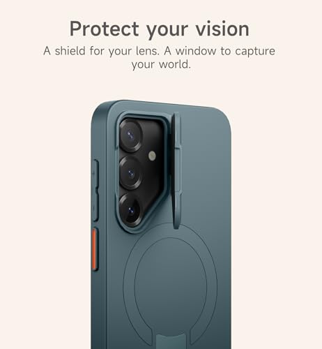 Image of SURITCH for Samsung Galaxy S25+ Plus Phone Case, Magnetic Shockproof Bumper Case Slim Protective Cover with Camera Cover & Adjustable Metal Kickstand for Galaxy S25+ Plus (2025)-Lake Green