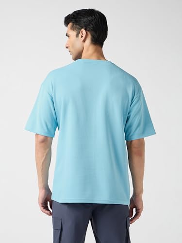 Image of TECHNOSPORT Men Printed Oversized Round Neck T-Shirt with COTFLEX, Dry Fit Sports Tee, Oversized Activewear T-Shirt for Gym, Running, Sports & Casual Wear