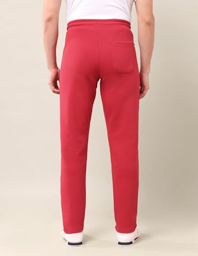 Image of U.S. Polo Assn. Men's Red Solid Mid Rise Cotton Drawstring Slim Fit Flat Front Slit Pocket Track Pants