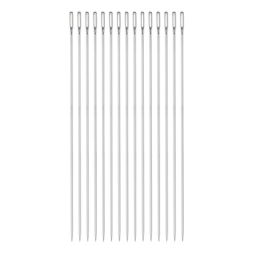 HARFINGTON 15pcs Beading Needles 1.6mm Dia Long Straight Sewing Needles Stainless Steel Embroidery Sewing Needles 6Inch