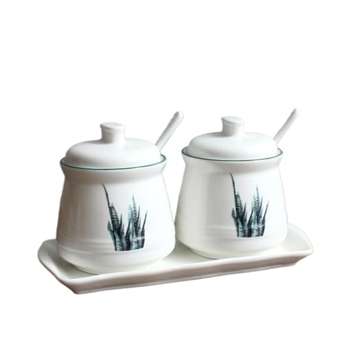 PVGYUJFD Bocaux à épices, Récipient à Sucre en céramique, boîte d'assaisonnement avec Couvercle et cuillère, Pot Domestique, épices