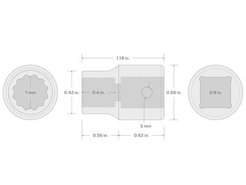 Image of TEKTON 3 /8 Inch Drive x 7 mm Shallow 12-Point Impact Socket | SID12307