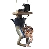 imagen de hadas alegres Uso versátil: esta estatua de hada columpio de resina es adecuada para colgar en árboles al aire libre, paisajes en miniatura o estructuras de jardín, como una hermosa decoración al aire libre o adorno artesanal.