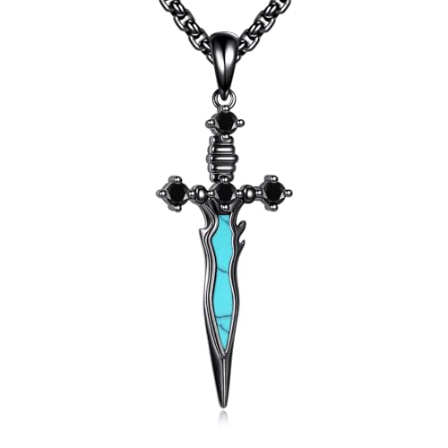 925 Sterling Silver Men's Sword Cross Pendant Necklace for Men, Christian Religious Gothic Jewelry, Gift for Him