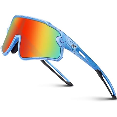 RIVBOS Ski Glasses for Kids(Boys&Girls) Polarized UV Protection Cycling Glasses BlackRed MagentaDot Frame-Rainbow Lens RYS007 Cover