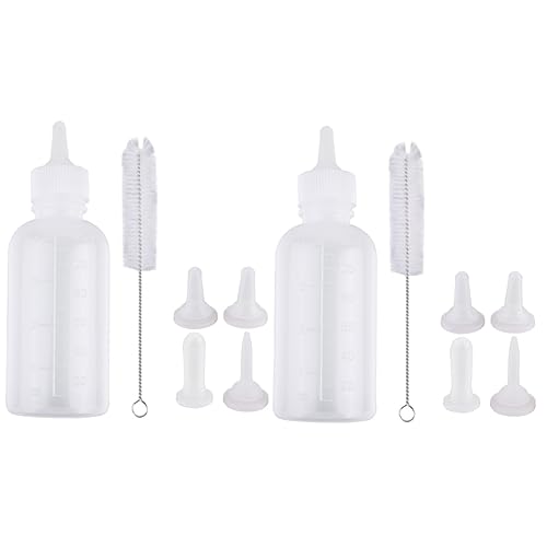 SUPVOX 2sets Pet Feeding Bottle for Newborn Pets 120ml Silicone Nursing Bottle Pacifier Brush Easy to for Dogs and Cats 6pcs*2