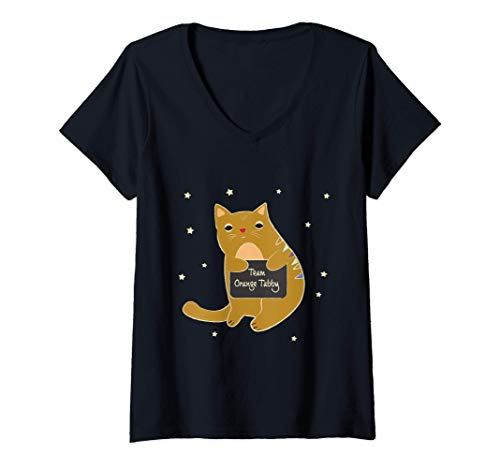 Mujer Tabby Cat Lovers Cat sostiene el tablero de tiza: Team Camiseta Cuello V