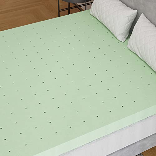 Image of Novilla 3 Inch Memory Foam Mattress Topper Twin Size, Gel Infused Ventilated Design Twin Mattress Topper for Refreshing & Comfort Sleep, Soft Memory Foam Topper Twin, Light Green