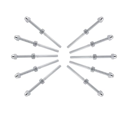 SagaSave 10 Pcs Stainless Steel Threaded Tensioner Stud Ends for 1/8'' Cable Railing System Metal Post Deck Stair Cable Railing Hardware Terminal