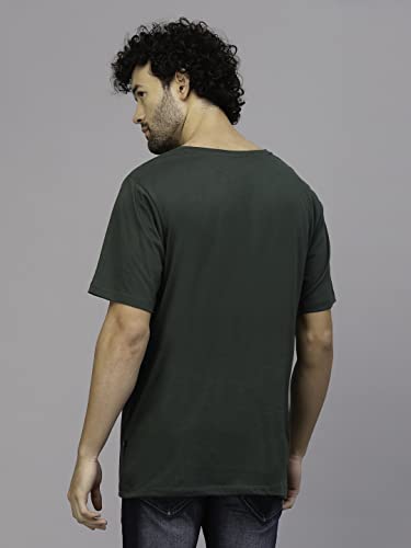 Image of Rigo Back Printed Half Sleeves Round Neck Oversized T-Shirt for Men | Drop Shoulder T-Shirt for Men | Loose Baggy Fit T-Shirt for Men