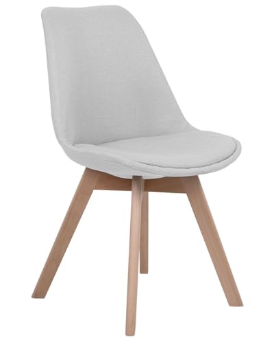 Image of Set of 4 Modern Style Mid Century Modern Dinning Room Cafe Hotel Office Wooden Legs Chair (Full Fabric Light Grey)