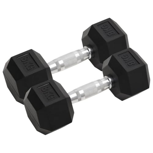 vidaXL 2 mancuernas, 16 kg, hierro fundido