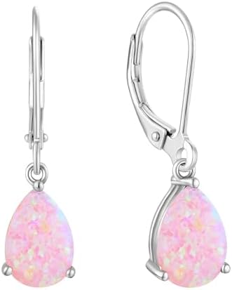 YL Drop Earrings 925 Sterling Silver cut 12 Birthstone Pear Shape Cubic Zirconia Dangle Earrings for Women