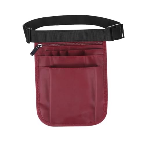 Krankenschwester Tasche, Arbeitstasche Damen Gürteltasche Arbeit, Krankenschwester Gürtel Tasche, Verstellbarer Hüftgurt mit Mehreren Fächern, für Schere Pflegeset (1 burgunderrot, M)