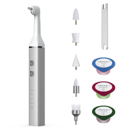 Zahnaufhellungsset, Zahnaufhellung bleaching Set für Polieren und Aufhellen der Zähne (3 Professionelle Zahnpasta im Lieferumfang), wiederaufladbarer USB-C mit LED-Licht, 6 Köpfe, 5 Modi