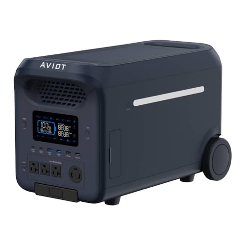 AVIOT PS-F3000 ポータブル電源 リン酸鉄リチウムイオン電池 大容量 2560Wh AC (2500W 瞬間最大5000W) DC USB アフターサポート UPS (無停電電源装置) キャスター付き キャンプ アウトドア 車中泊 防災（Amazon）