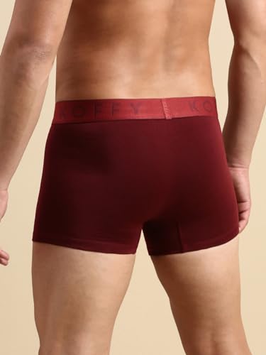 Image of KOFFY Men's Stretchable Cotton Lycra Long Trunk with C-Type Front Open | Wrinkle-Free | Ultra-Soft Elastic