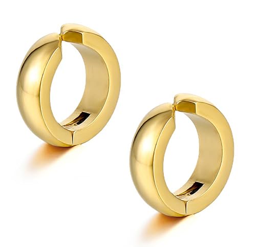 SIISPRI Stainless Steel Mens Womens Clip On Earrings Hoop Huggie Non-Piercing