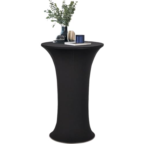 Deisy Dee 24x43 Cocktail Spandex Stretch Round Tablecloth Table Cover C124 (Black)