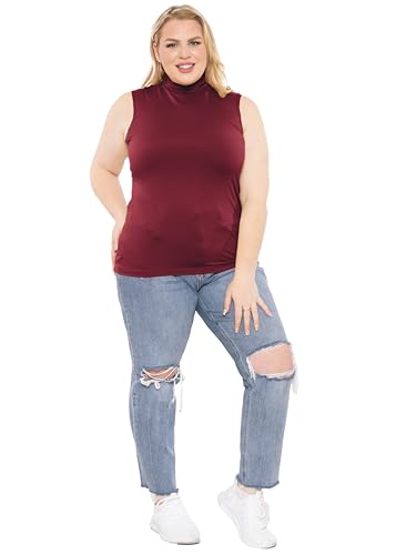 Image of Womens Turtle Neck | Long Sleeve and Sleeveless Top | Plus Size XL-7X | Tops Women White Turtleneck Women
