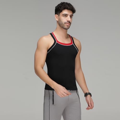 Image of Amul Comfy Pack of 2 Cotton Round Neck Sleeveless Solid Men Gym Vest(Assorted Colours May Vary)