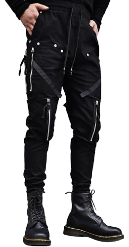 MOKEWEN Men's Street Wear Techwear Cyberpunk Ankle Casual Jogger Cargo Harem Pants with Pocket