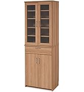 Amazon｜JKプラン 食器棚 幅60 北欧 スリム 引き出し ガラス戸