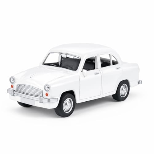 Image of Classic Sedan Toy Car with Push-Back Action & Openable Doors| Durable ABS Plastic Retro Car Toy for Kids (3+ Years)|White