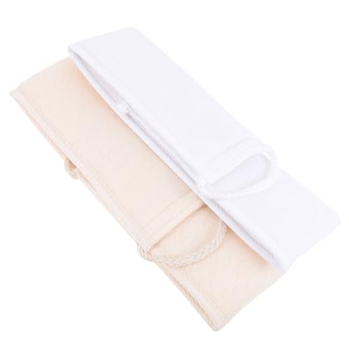 SKISUNO Toallas Exfoliantes Largas de Baño 2 Piezas Doble Cara, Estropajos Vegetales para Frotar la Espalda, Resistentes Secado Rápido, Uso Corporal para Ducha en Casa