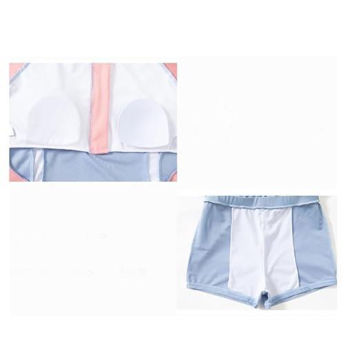 JadeRich Teen Girls 2 Piece Swimwear Sporty Zip Up Short Sleeve Bathing Suit Sun Protection Rash Guard Shirt with Boyshorts3