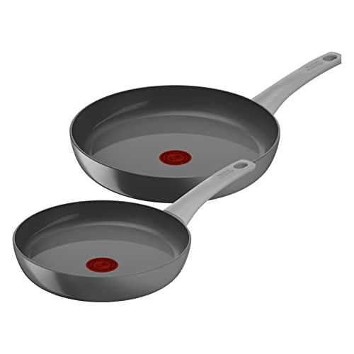 Tefal Renew ON, Set di padelle in ceramica 24, 28 cm, Rivestimento antiaderente in ceramica, Eco-progettato, Alluminio riciclato, Termosegnale, Tutte le fonti di calore, inclusa l'induzione C42790