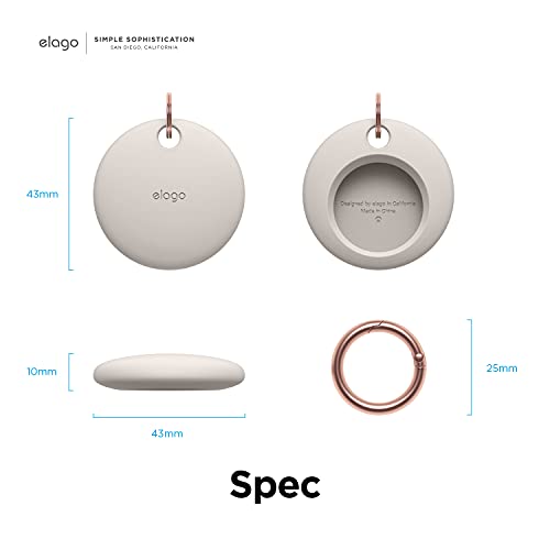 Elago Custodia In Silicone Con Portachiavi Compatibile Con Airtags - Protezione Completa, Portachiavi Incluso, Design Sottile E Semplice, Silicone Alimentare Premium, Antigraffio (Pietra) - 8