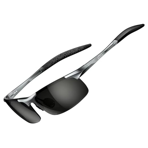 ATTCL Sonnenbrille Herren Polarisiert Für Sport: UV Schutz Leicht Wrap-Around AL-MG Rahmen Verspiegelt Autofahren Angeln Golf 8-177 Grau