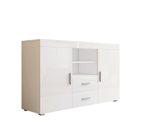MB Muebles Bonitos, Aparador Roque para Salón Comedor Moderno, Mueble TV de Melamina, Blanco...