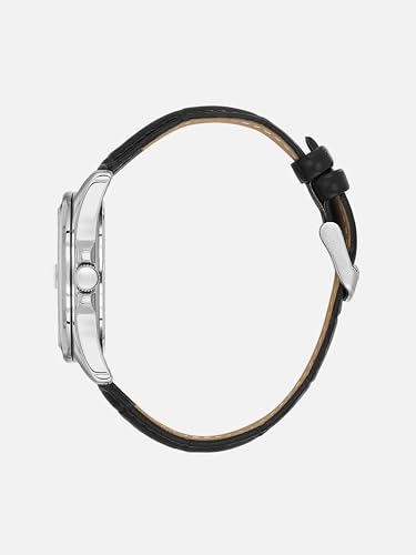 Image of Daniel Klein Men Analog Watch | Silver Case | Black Dial | Black Genuine Leather Strap | 42 mm | Water Resistant 5 ATM | DK.6.14206-1