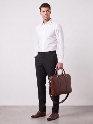 Image of Mehrang Men's Slim Fit Casual Mid Rise, Cotton Blend Trousers, Side Pockets || Classic Slim Fit Chino Pants || Business Casual Dress Trousers