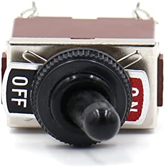 Heschen Metal Toggle Switch, RT1221, DPST, Maintained Type, ON/Off, 2 Position, 15A 250VAC, with Waterproof Cap