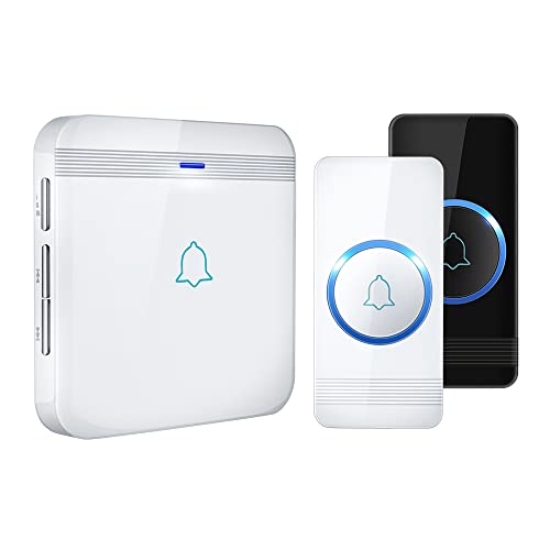 Wireless Doorbell, AVANTEK Waterproof Chime Kit Operating at Over 1300 Feet with 52 Melodies, 5 Volume Levels & LED Flash