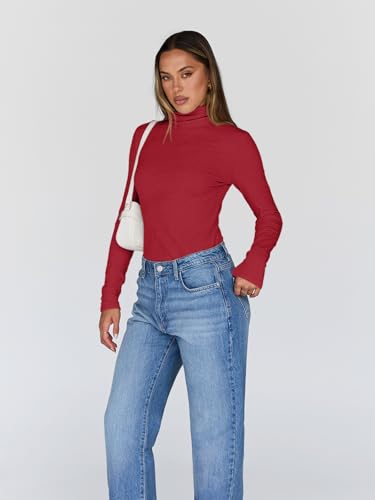 Foto de Trendy Queen - Blusa de manga larga y cuello alto para mujer, prenda a la moda, básica, ajustada, suave y térmica para invierno y otoño (imagen 4)