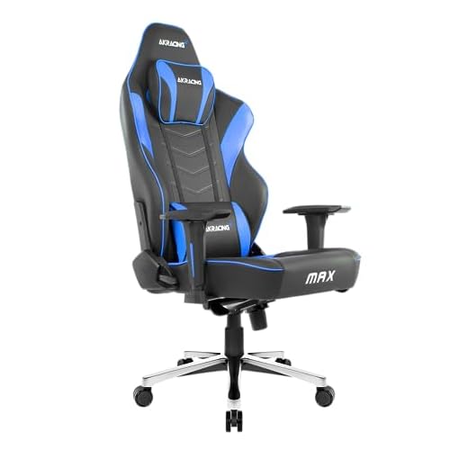 AKRacing Masters Series Max Gaming Chair with Wide Flat Seat, 400 Lbs Weight Limit, Rocker and Seat Height Adjustment Mechanisms - Black/Blue